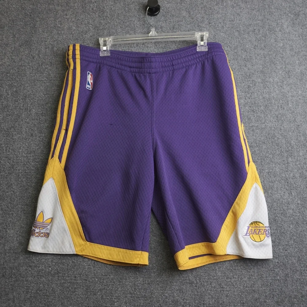 VTG Adidas Los Angeles Lakers Basketball Shorts Mens M Purple 10